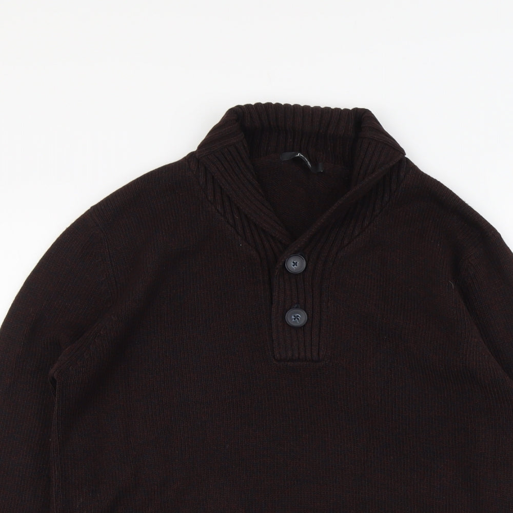 George Mens Red Collared Acrylic Pullover Jumper Size M Long Sleeve