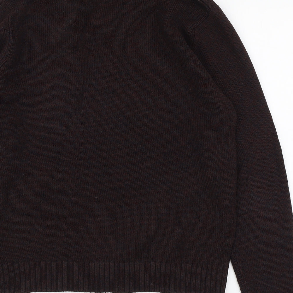 George Mens Red Collared Acrylic Pullover Jumper Size M Long Sleeve