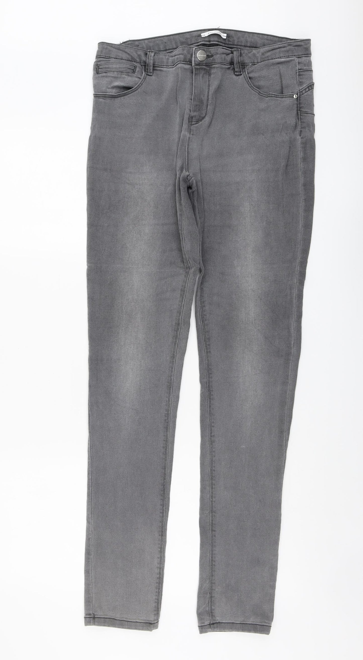 Promod Womens Grey Cotton Skinny Jeans Size 32 in L32 in Regular Button