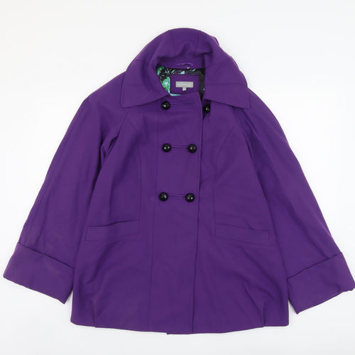 Per Una Womens Purple Pea Coat Coat Size 10 Button
