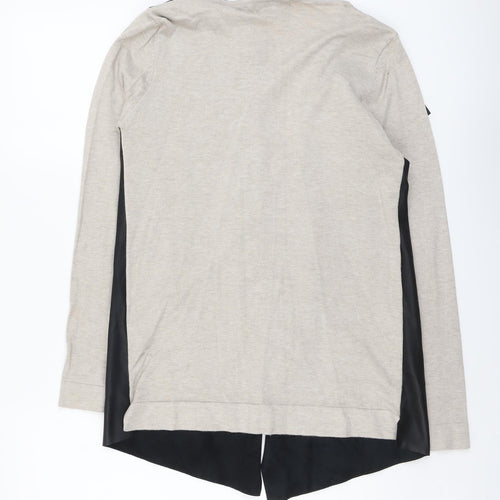 Zara Womens Beige V-Neck Polyester Cardigan Jumper Size M - PU Detail