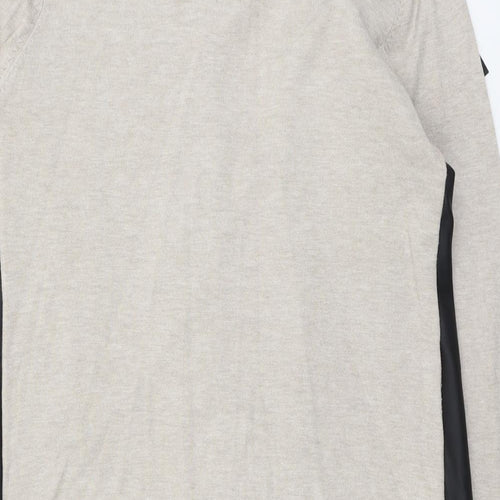 Zara Womens Beige V-Neck Polyester Cardigan Jumper Size M - PU Detail