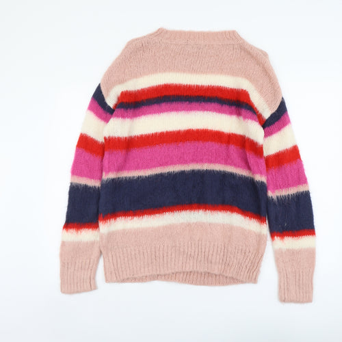 George Womens Multicoloured Round Neck Striped Acrylic Pullover Jumper Size 8
