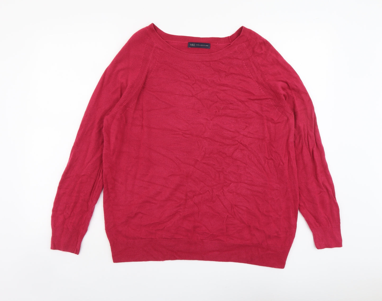 Marks and Spencer Womens Pink Round Neck Acrylic Pullover Jumper Size 20