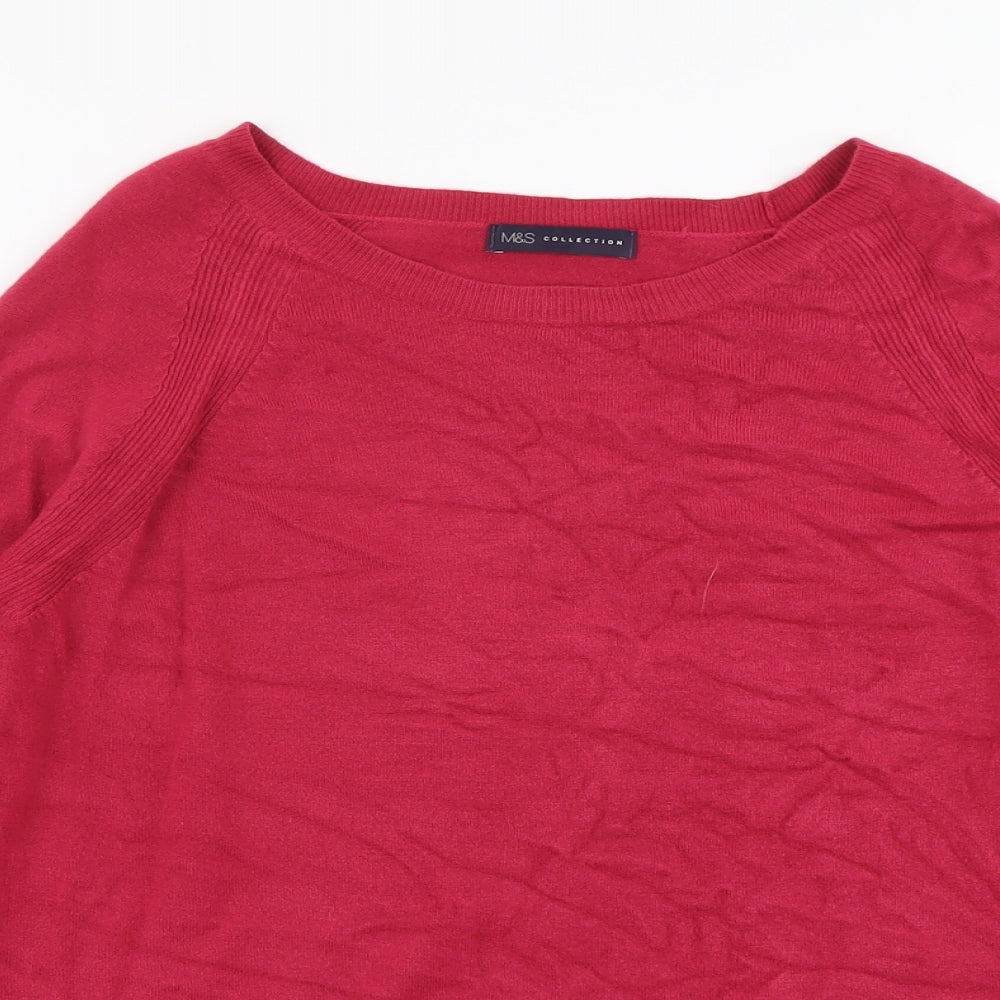 Marks and Spencer Womens Pink Round Neck Acrylic Pullover Jumper Size 20