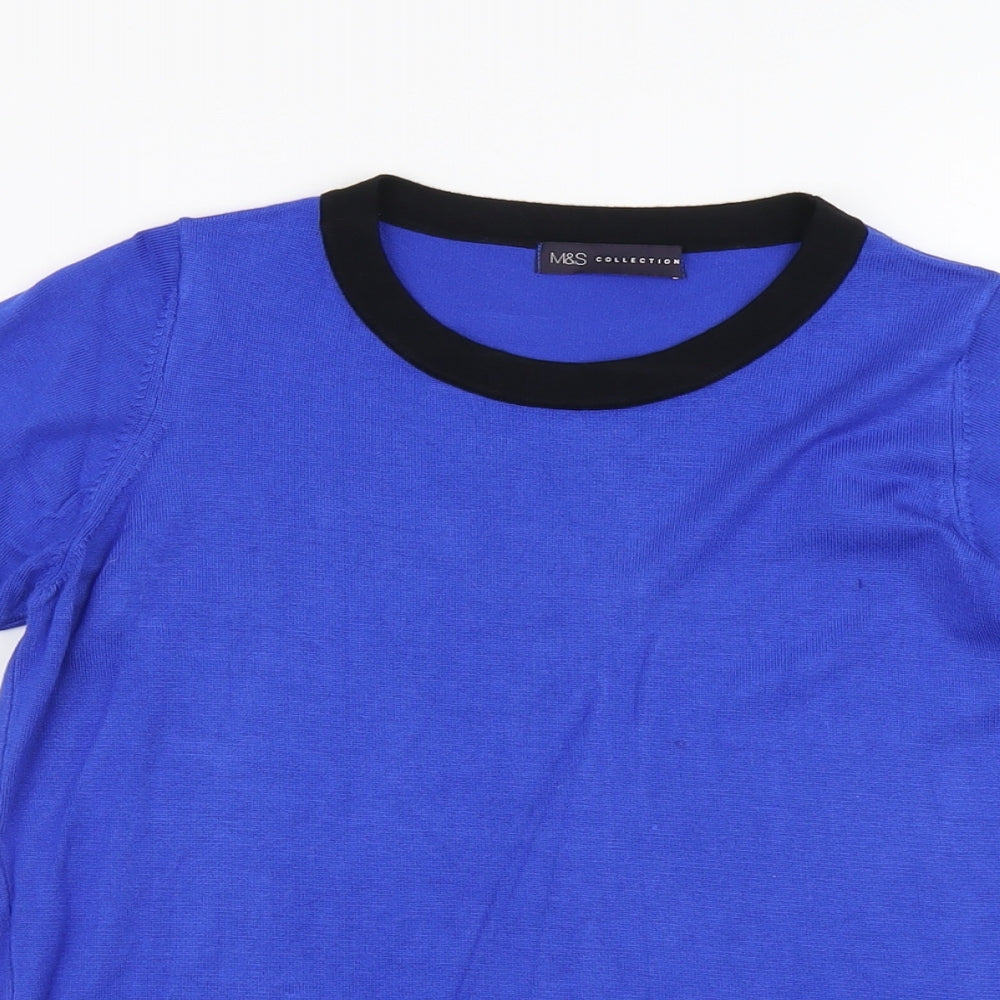 Marks and Spencer Womens Blue Round Neck Acrylic Pullover Jumper Size 8