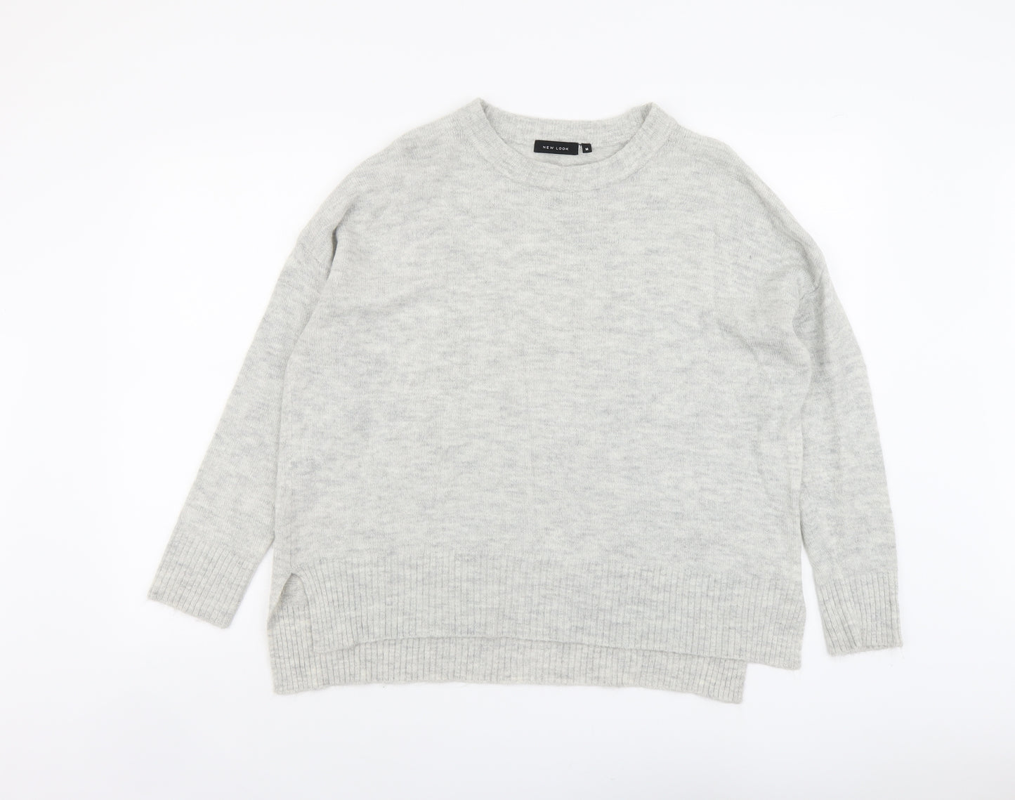 New Look Womens Grey Round Neck Acrylic Pullover Jumper Size M