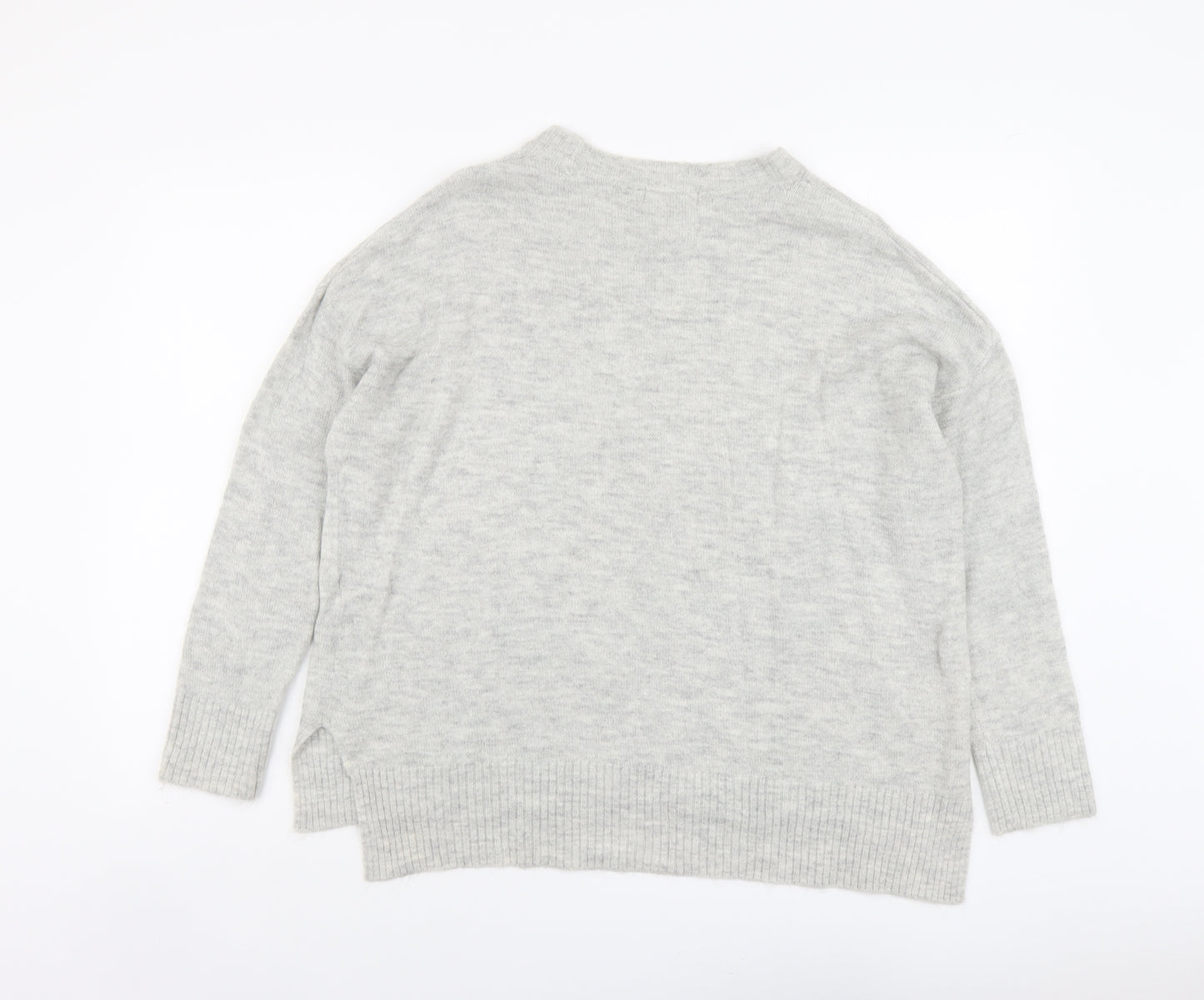 New Look Womens Grey Round Neck Acrylic Pullover Jumper Size M