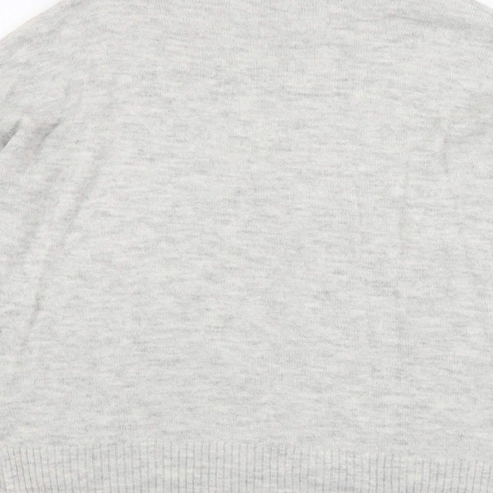 New Look Womens Grey Round Neck Acrylic Pullover Jumper Size M