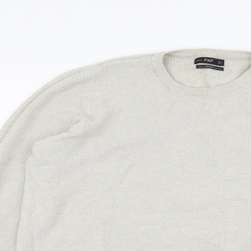 F&F Womens Beige Round Neck Cotton Pullover Jumper Size L