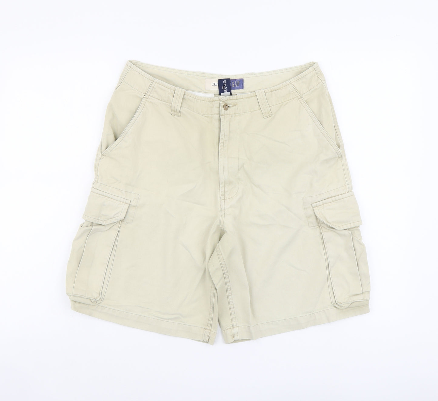 Gap Mens Beige Cotton Cargo Shorts Size 32 in L9 in Regular Button