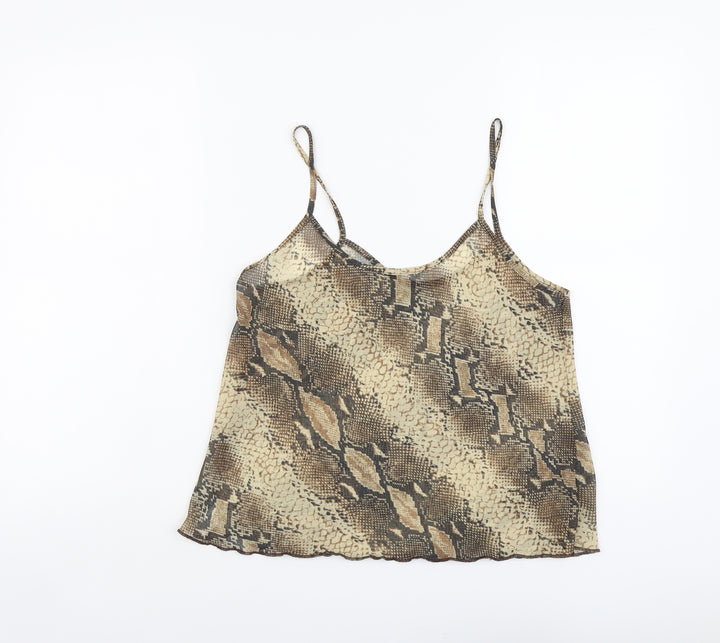 Debenhams Womens Beige Animal Print Polyester Camisole Tank Size 12 Round Neck - Snake Print