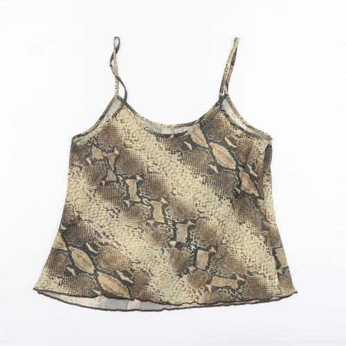 Debenhams Womens Beige Animal Print Polyester Camisole Tank Size 12 Round Neck - Snake Print