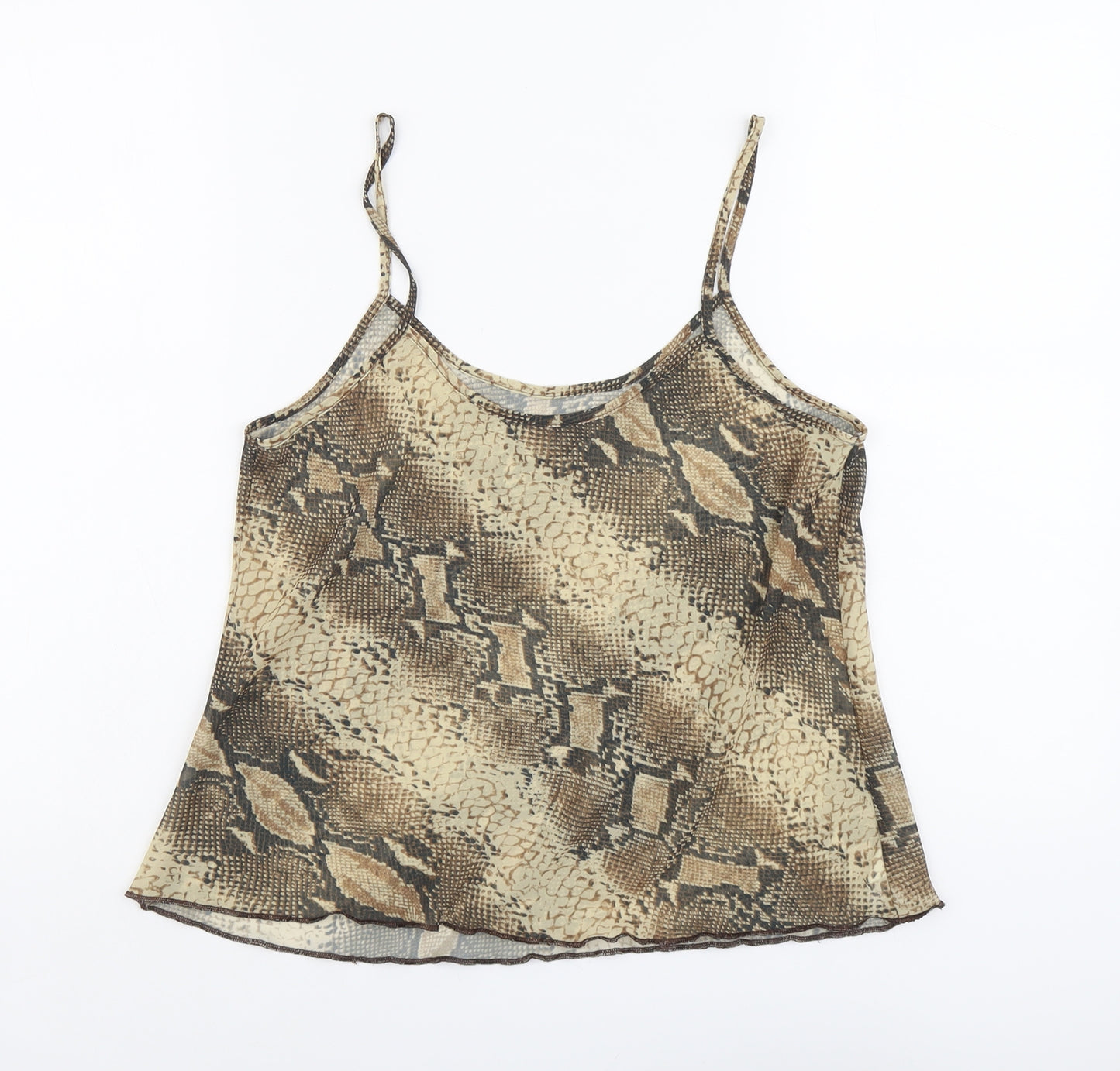 Debenhams Womens Beige Animal Print Polyester Camisole Tank Size 12 Round Neck - Snake Print