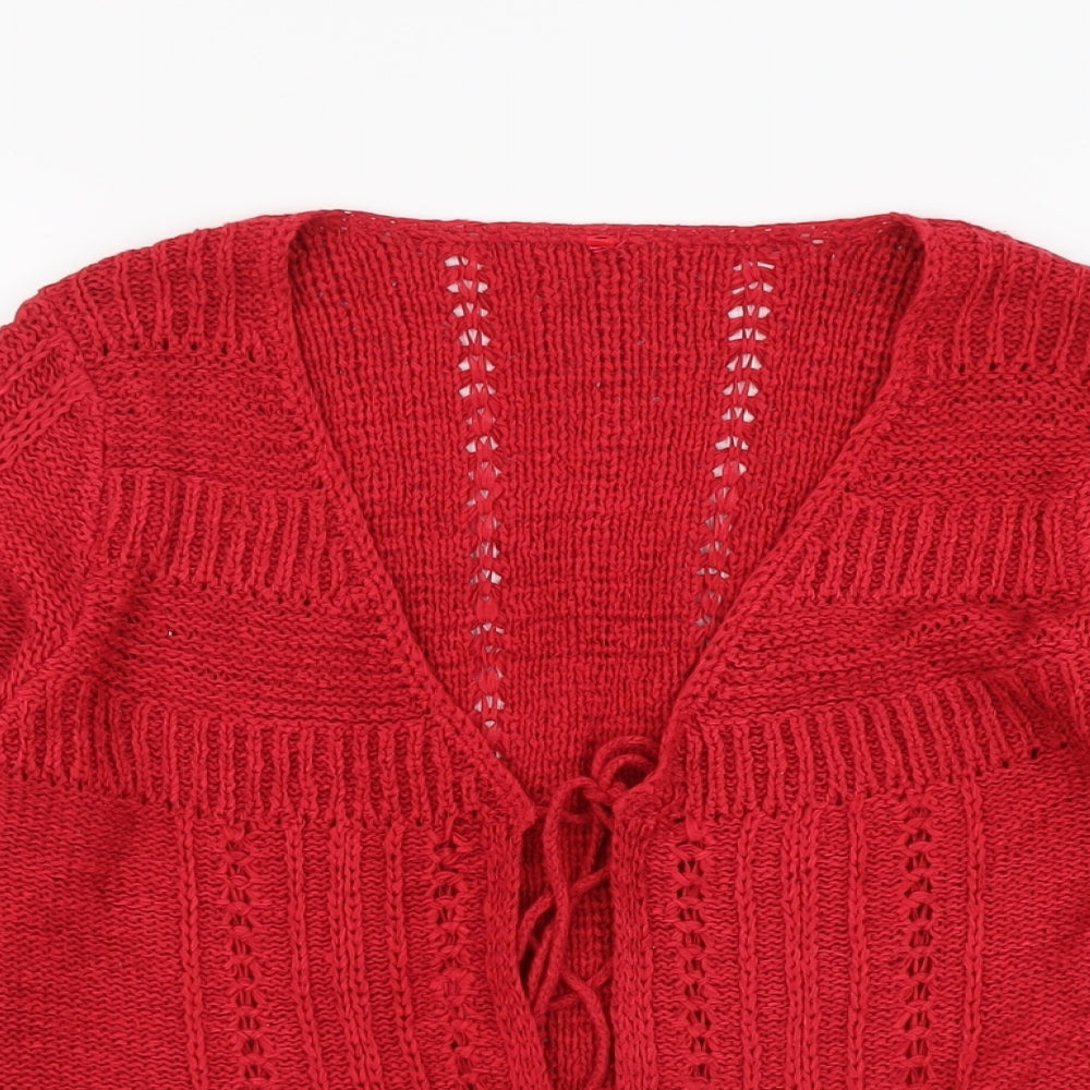 E-vie Womens Pink V-Neck Acrylic Cardigan Jumper Size 12