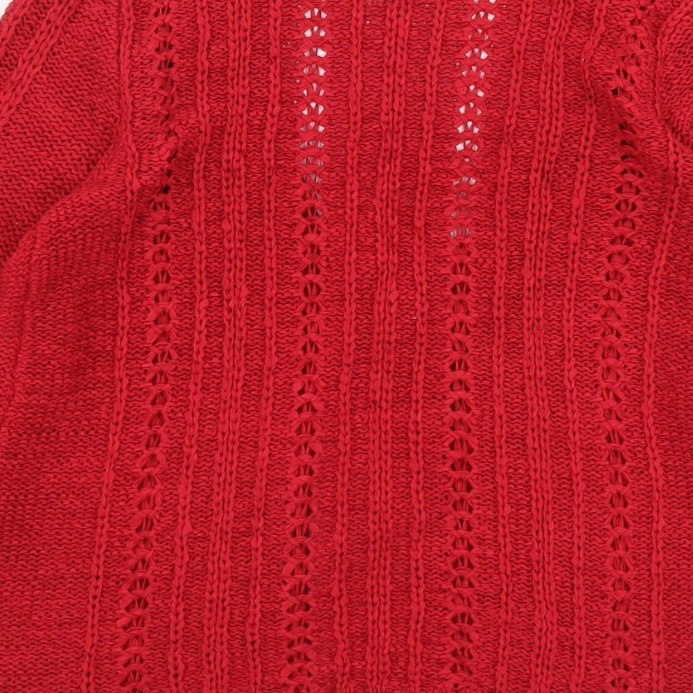 E-vie Womens Pink V-Neck Acrylic Cardigan Jumper Size 12