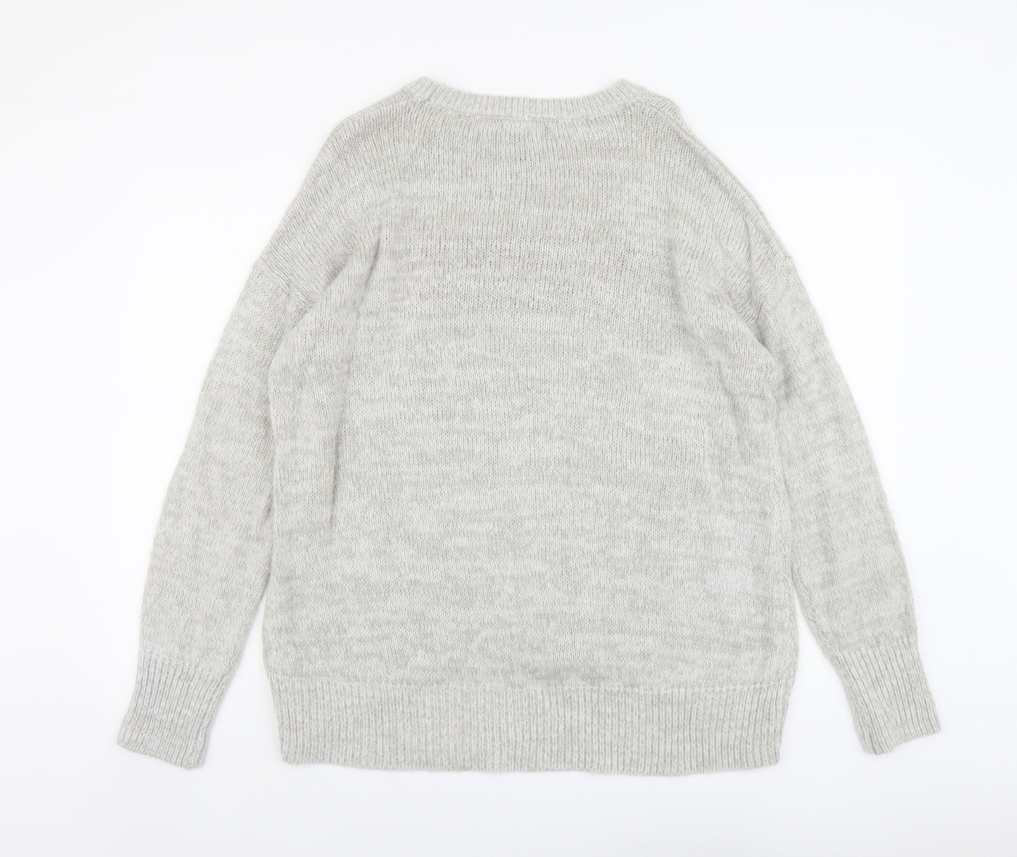 New Look Womens Grey Round Neck Acrylic Pullover Jumper Size M - Love