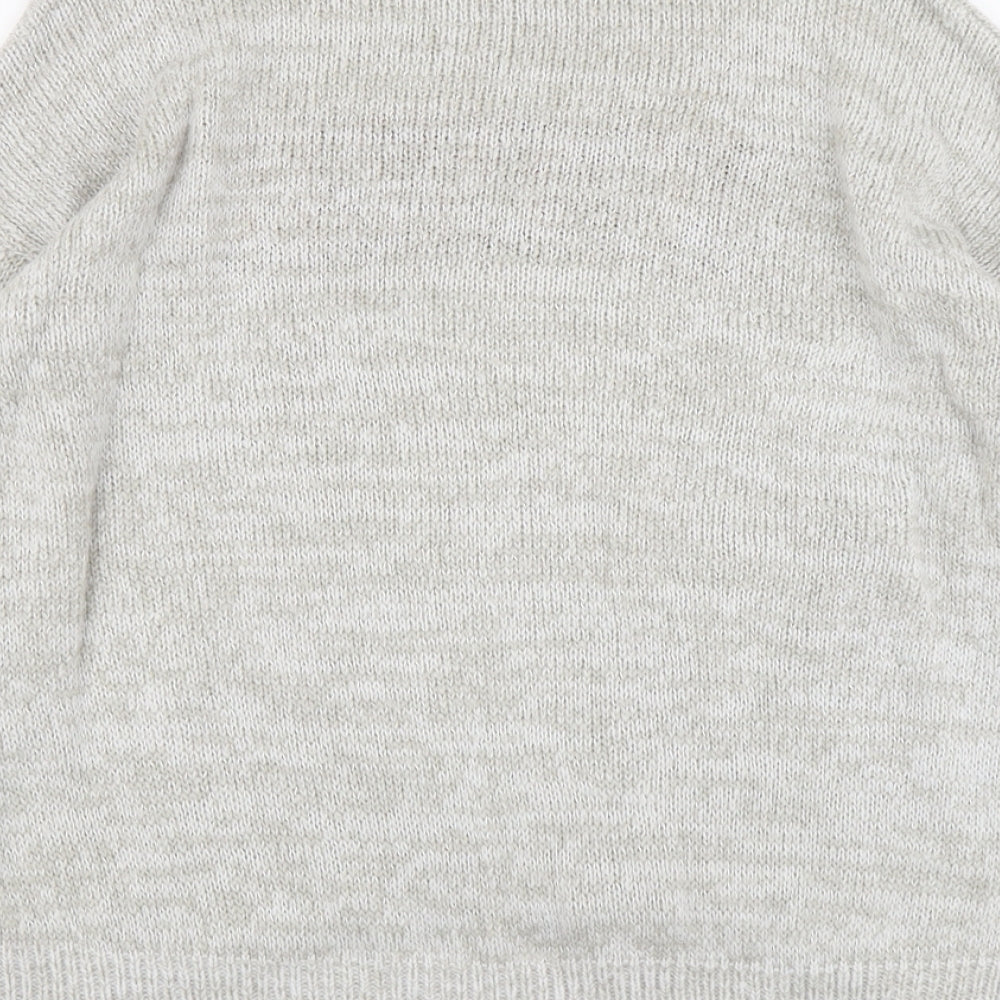 New Look Womens Grey Round Neck Acrylic Pullover Jumper Size M - Love