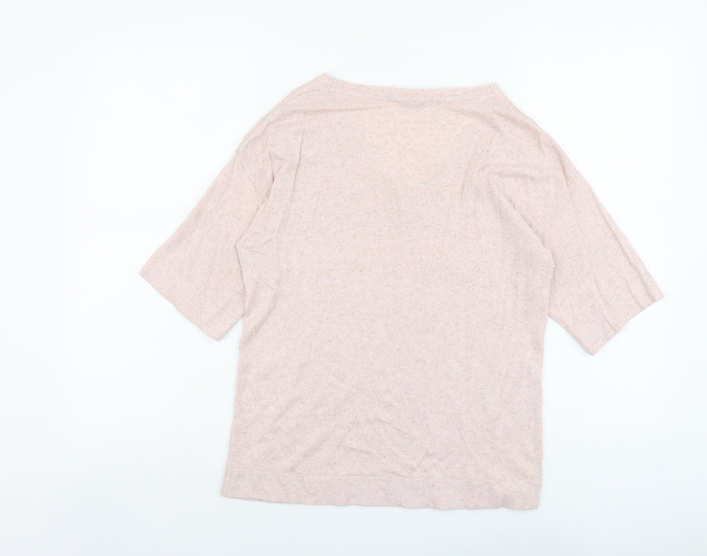 Monsoon Womens Pink V-Neck Cotton Pullover Jumper Size S