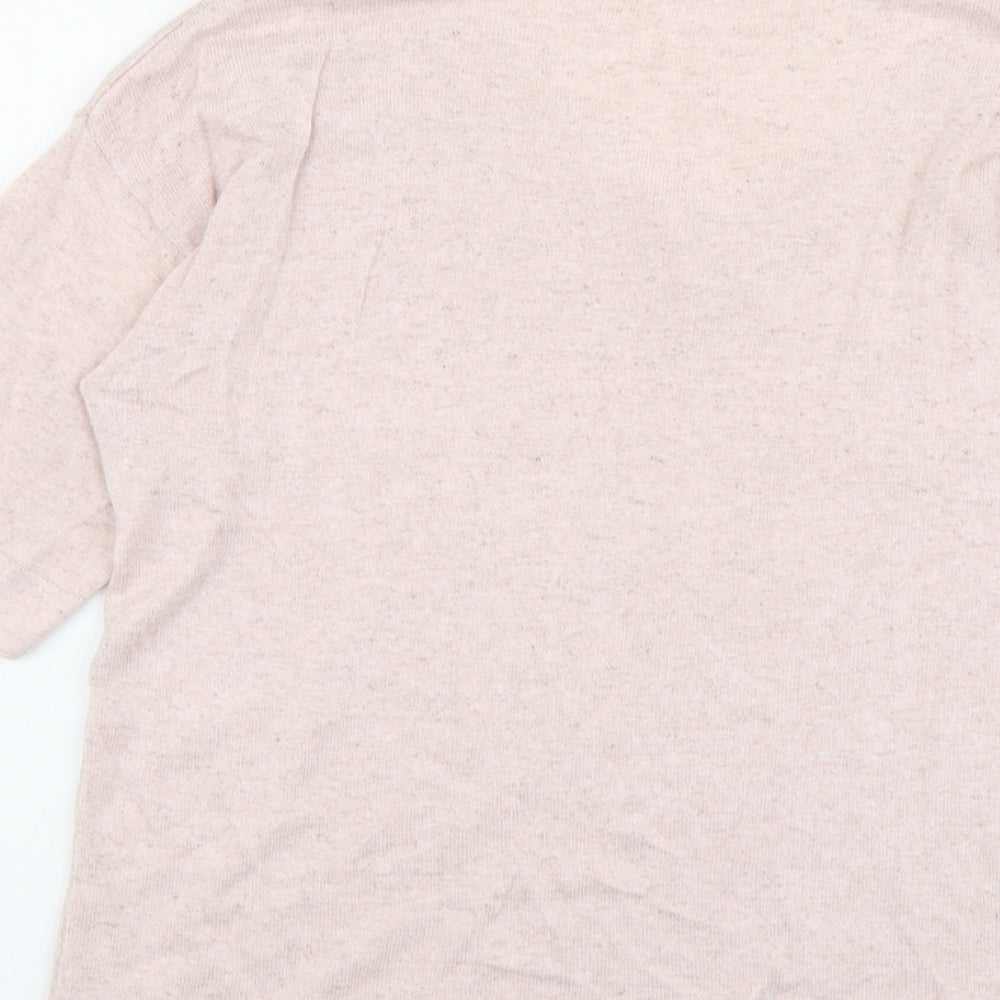 Monsoon Womens Pink V-Neck Cotton Pullover Jumper Size S