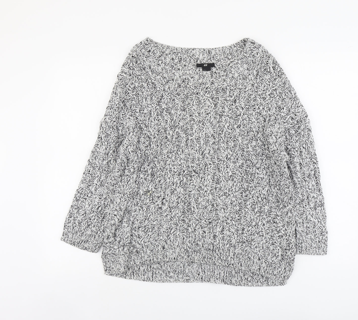 H&M Womens Grey Boat Neck Acrylic Pullover Jumper Size S