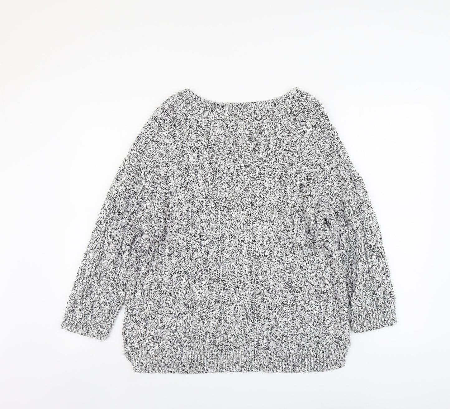 H&M Womens Grey Boat Neck Acrylic Pullover Jumper Size S