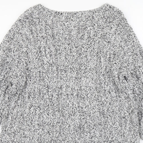 H&M Womens Grey Boat Neck Acrylic Pullover Jumper Size S