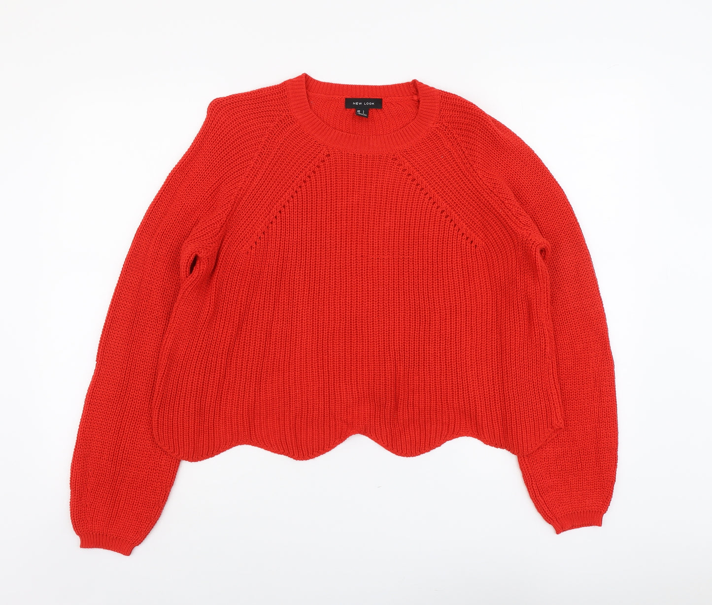 New Look Womens Red Round Neck Cotton Pullover Jumper Size L