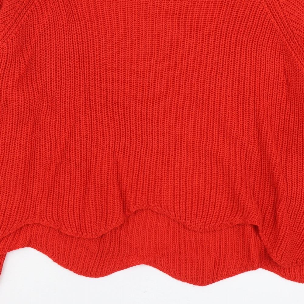 New Look Womens Red Round Neck Cotton Pullover Jumper Size L