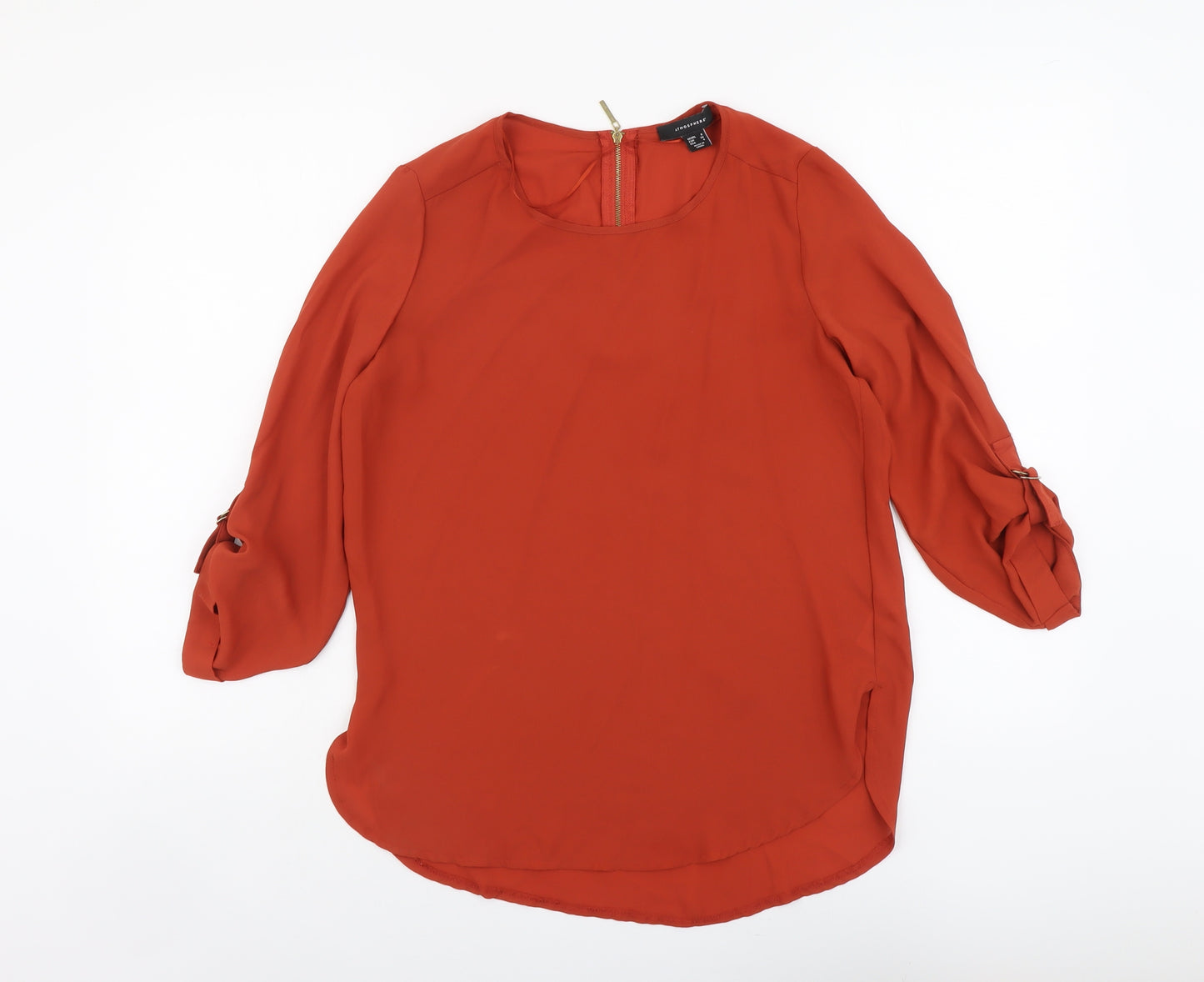 Atmosphere Womens Red Polyester Basic Blouse Size 8 Scoop Neck
