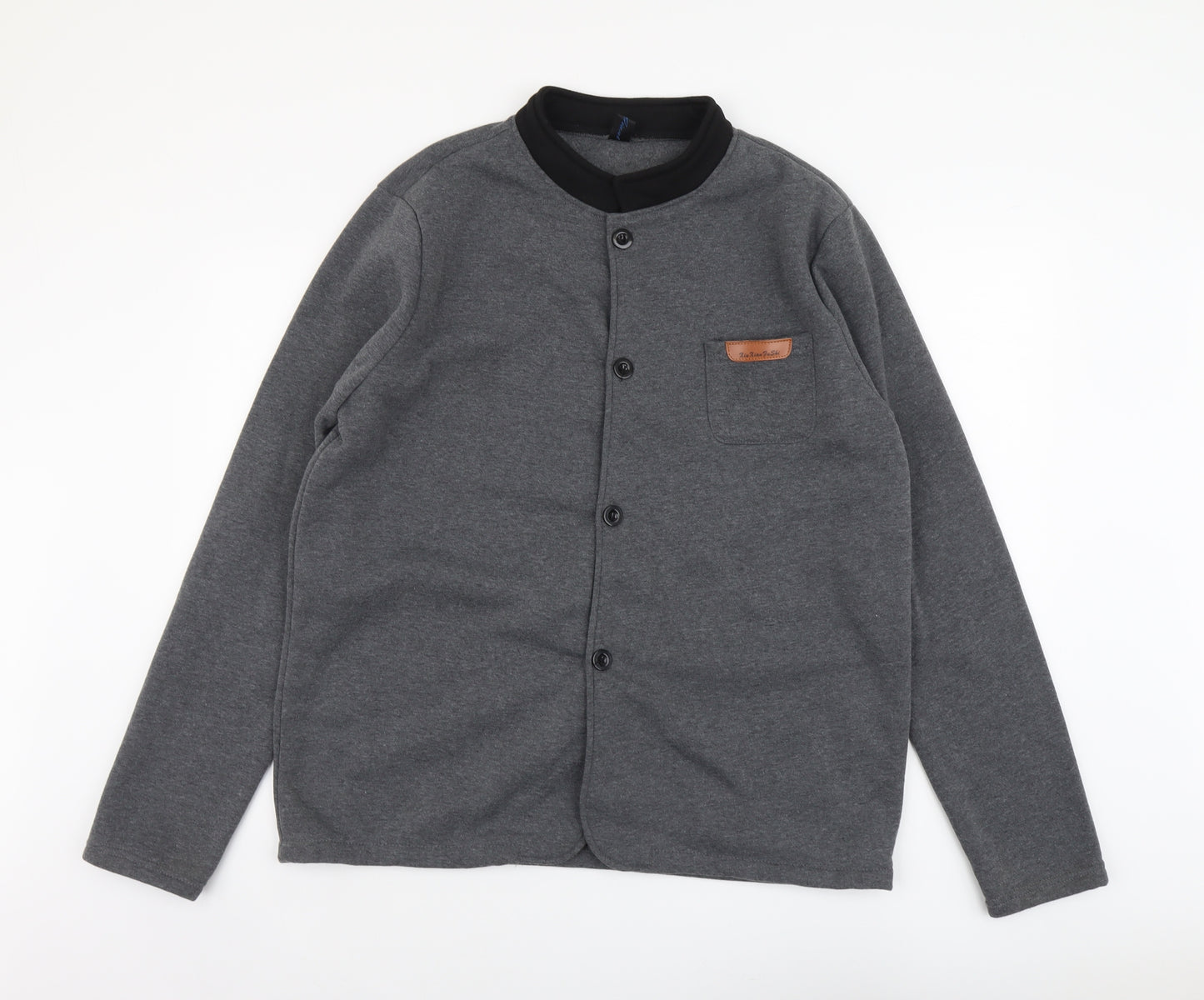 Preworn Mens Grey Polyester Cardigan Sweatshirt Size 2XL