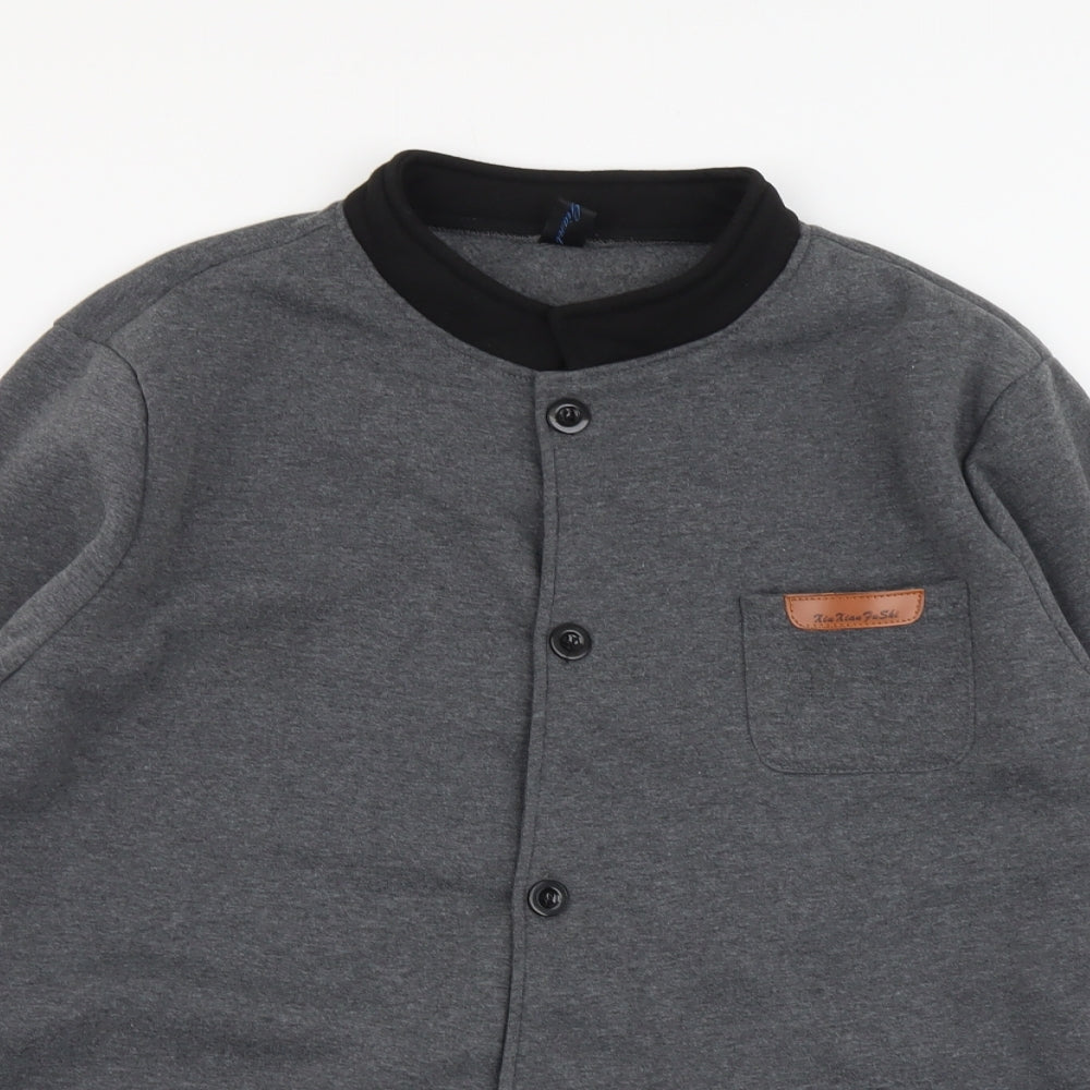 Preworn Mens Grey Polyester Cardigan Sweatshirt Size 2XL