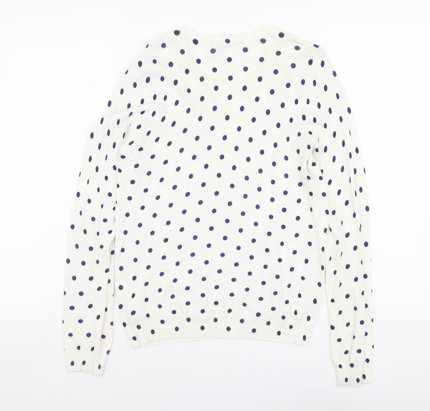 TU Womens Ivory Round Neck Polka Dot Viscose Cardigan Jumper Size 10
