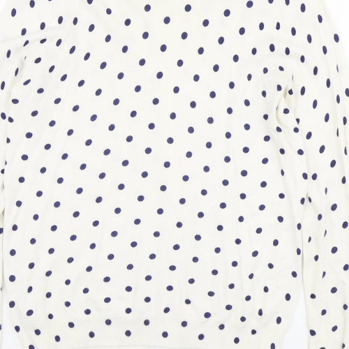 TU Womens Ivory Round Neck Polka Dot Viscose Cardigan Jumper Size 10