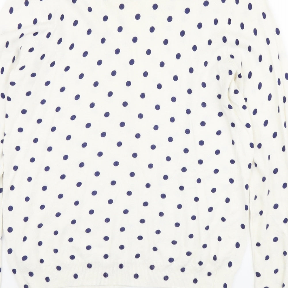 TU Womens Ivory Round Neck Polka Dot Viscose Cardigan Jumper Size 10