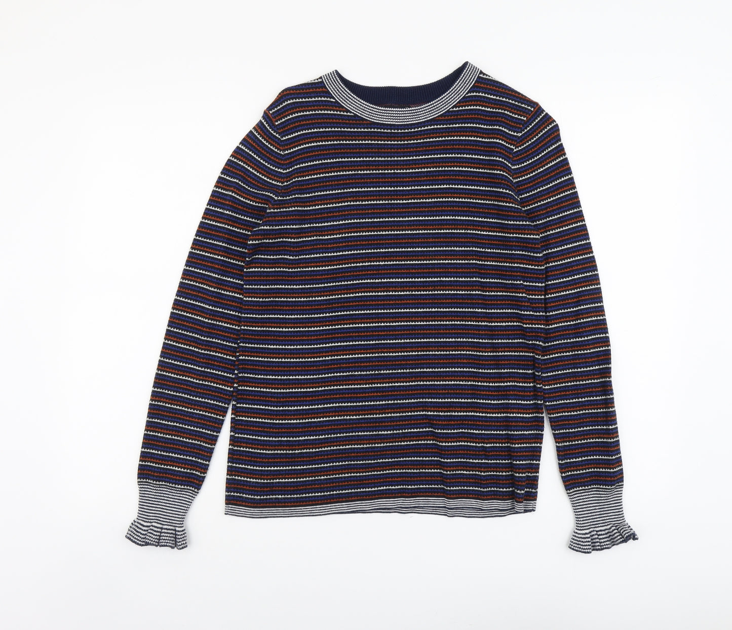 Papaya Womens Multicoloured Boat Neck Striped Acrylic Pullover Jumper Size 10
