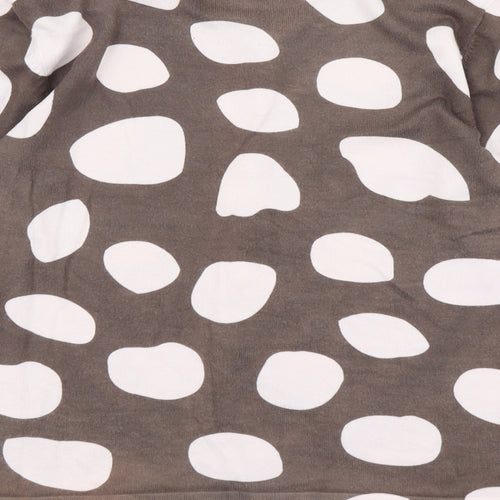 Marble Womens Brown Round Neck Geometric Viscose Cardigan Jumper Size 6