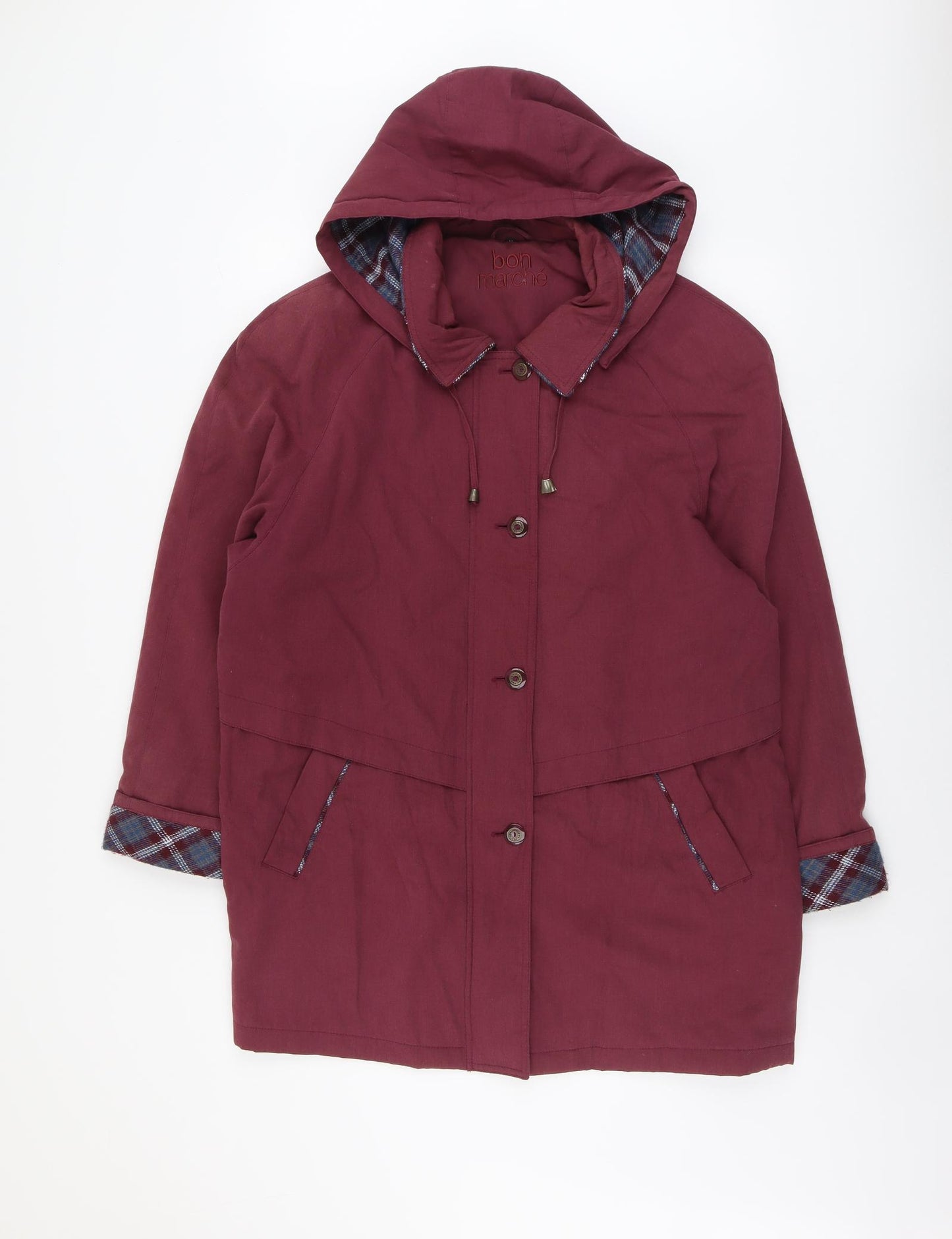 Bonmarché Womens Purple Geometric Overcoat Coat Size M Zip