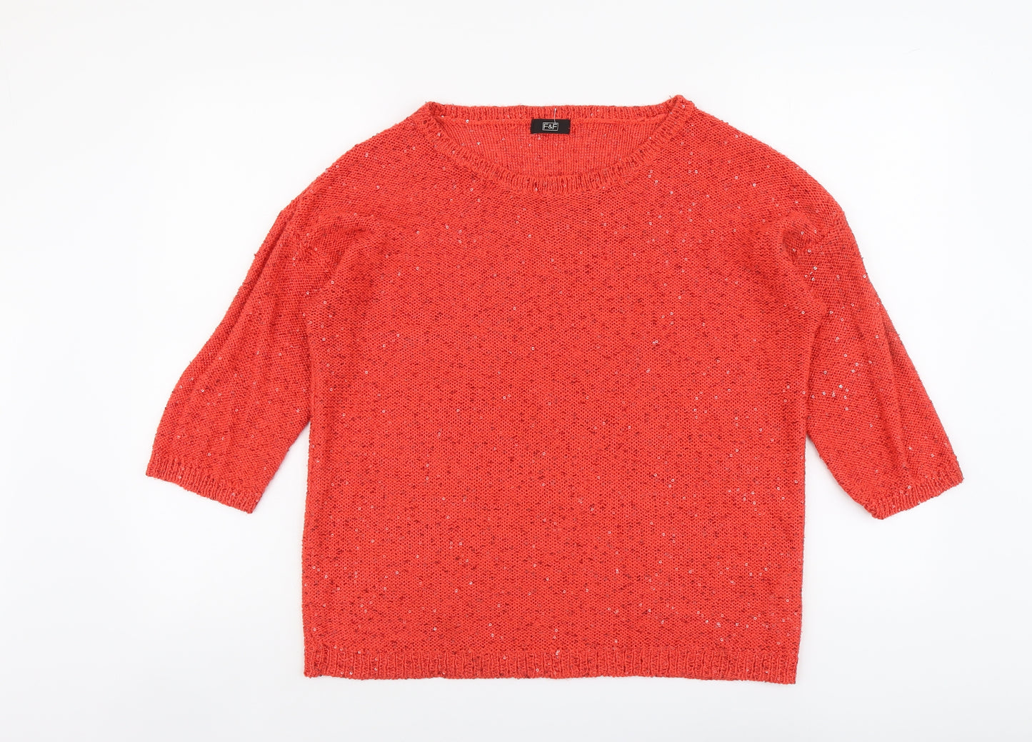 F&F Womens Red Boat Neck Acrylic Pullover Jumper Size 16