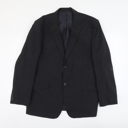 George Mens Grey Striped Polyester Jacket Suit Jacket Size XL Regular