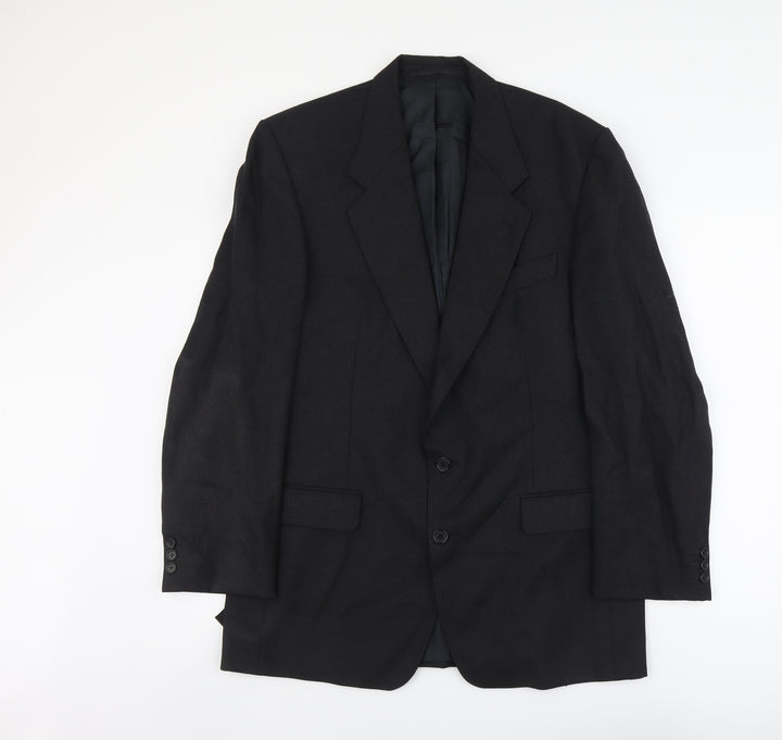 Label Mens Black Wool Jacket Suit Jacket Size L Regular