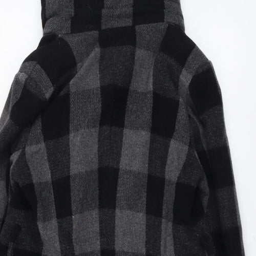 Milo Womens Grey Geometric Overcoat Coat Size 14 Button