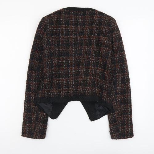 NEXT Womens Black Geometric Jacket Blazer Size 6 Hook & Eye