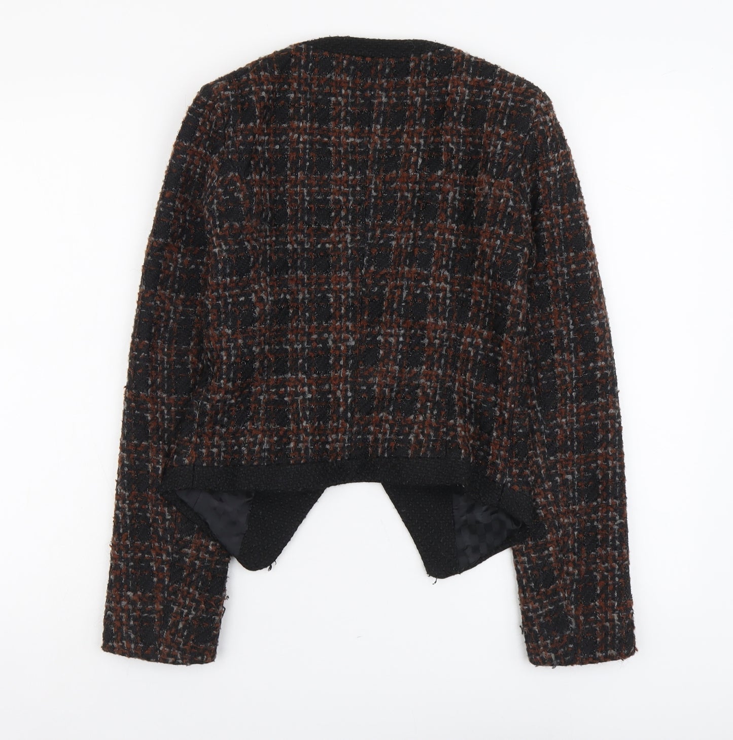 NEXT Womens Black Geometric Jacket Blazer Size 6 Hook & Eye