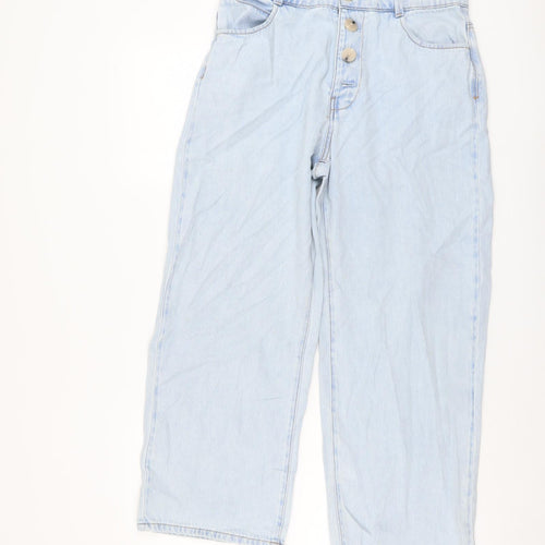 Zara Womens Blue Cotton Straight Jeans Size 12 L26 in Regular Button
