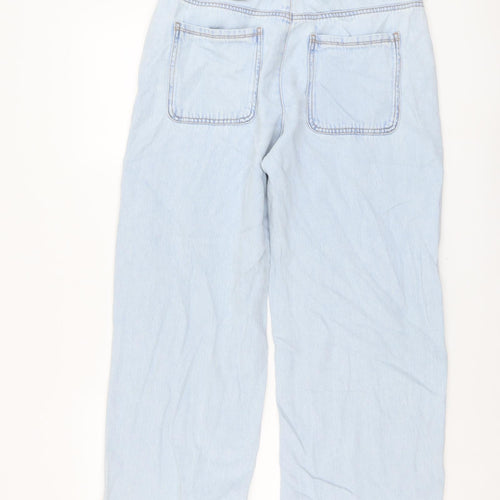 Zara Womens Blue Cotton Straight Jeans Size 12 L26 in Regular Button