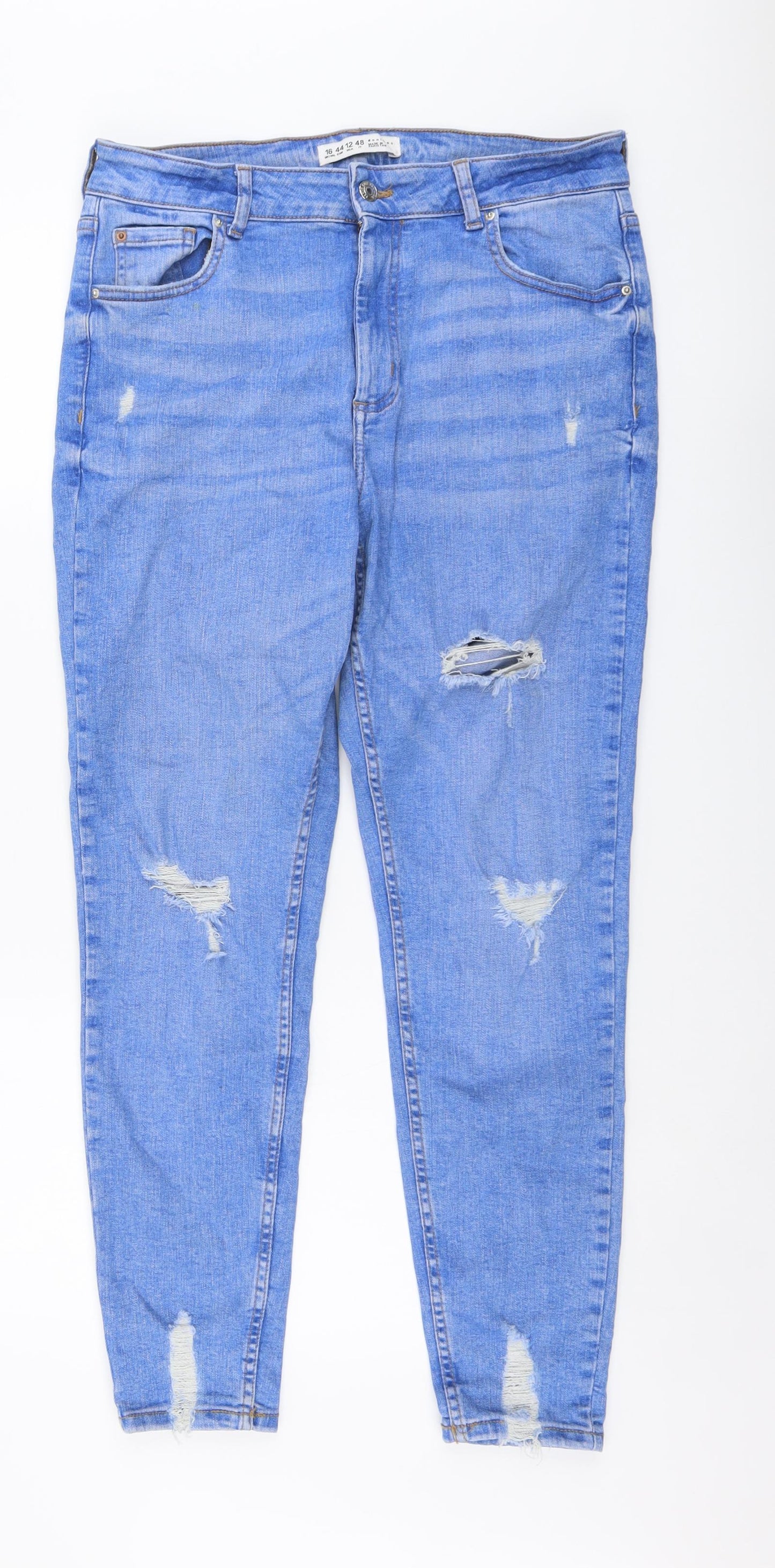Denim & Co. Womens Blue Cotton Skinny Jeans Size 16 L27 in Regular Button
