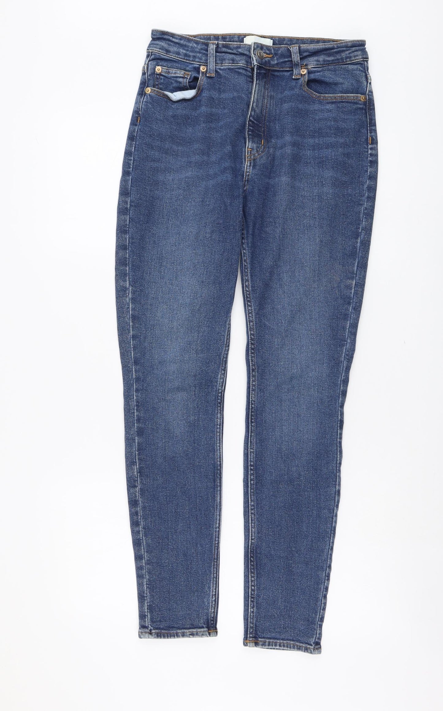 H&M Womens Blue Cotton Skinny Jeans Size 10 L28 in Regular Button