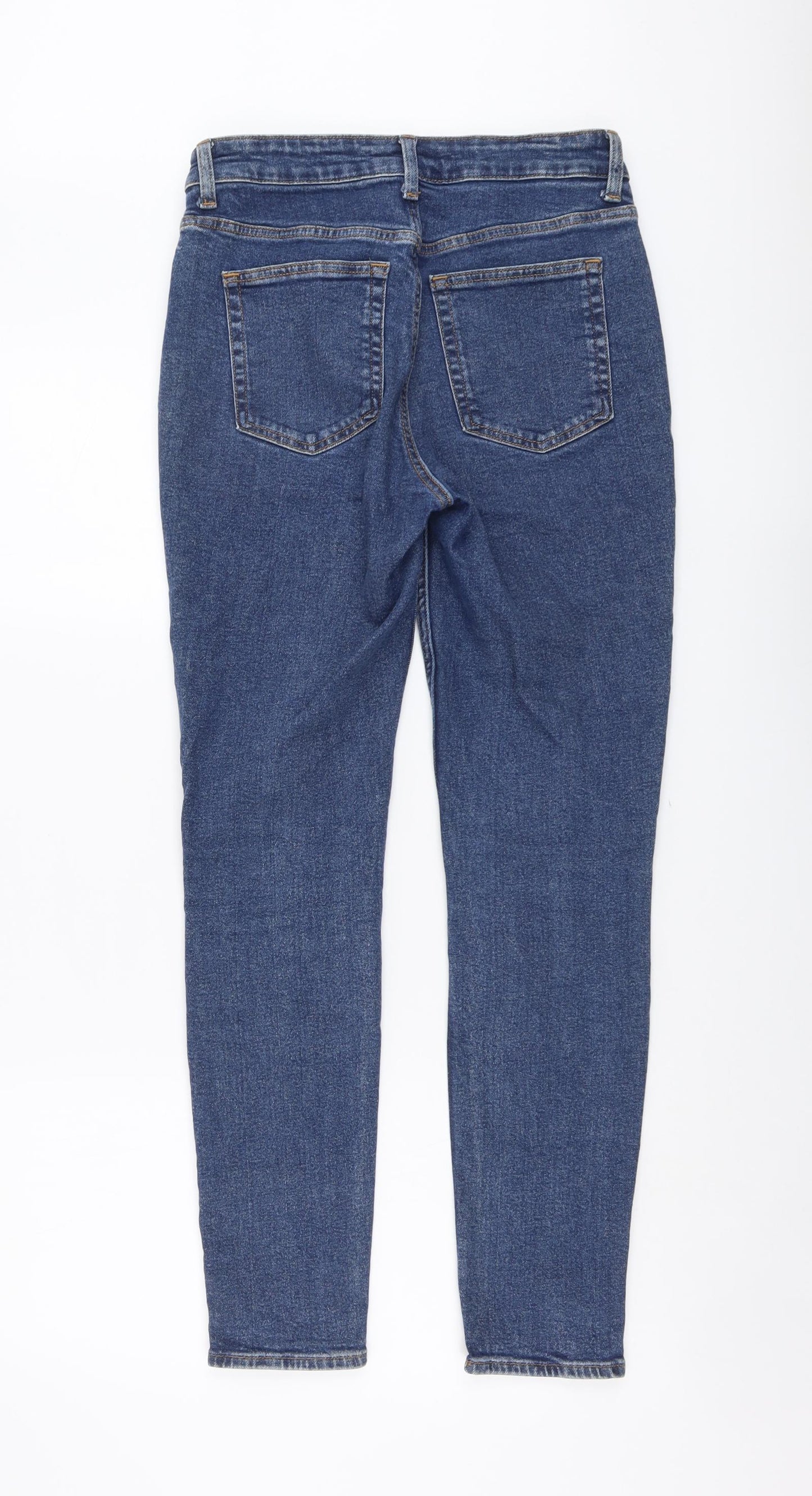 H&M Womens Blue Cotton Skinny Jeans Size 10 L28 in Regular Button