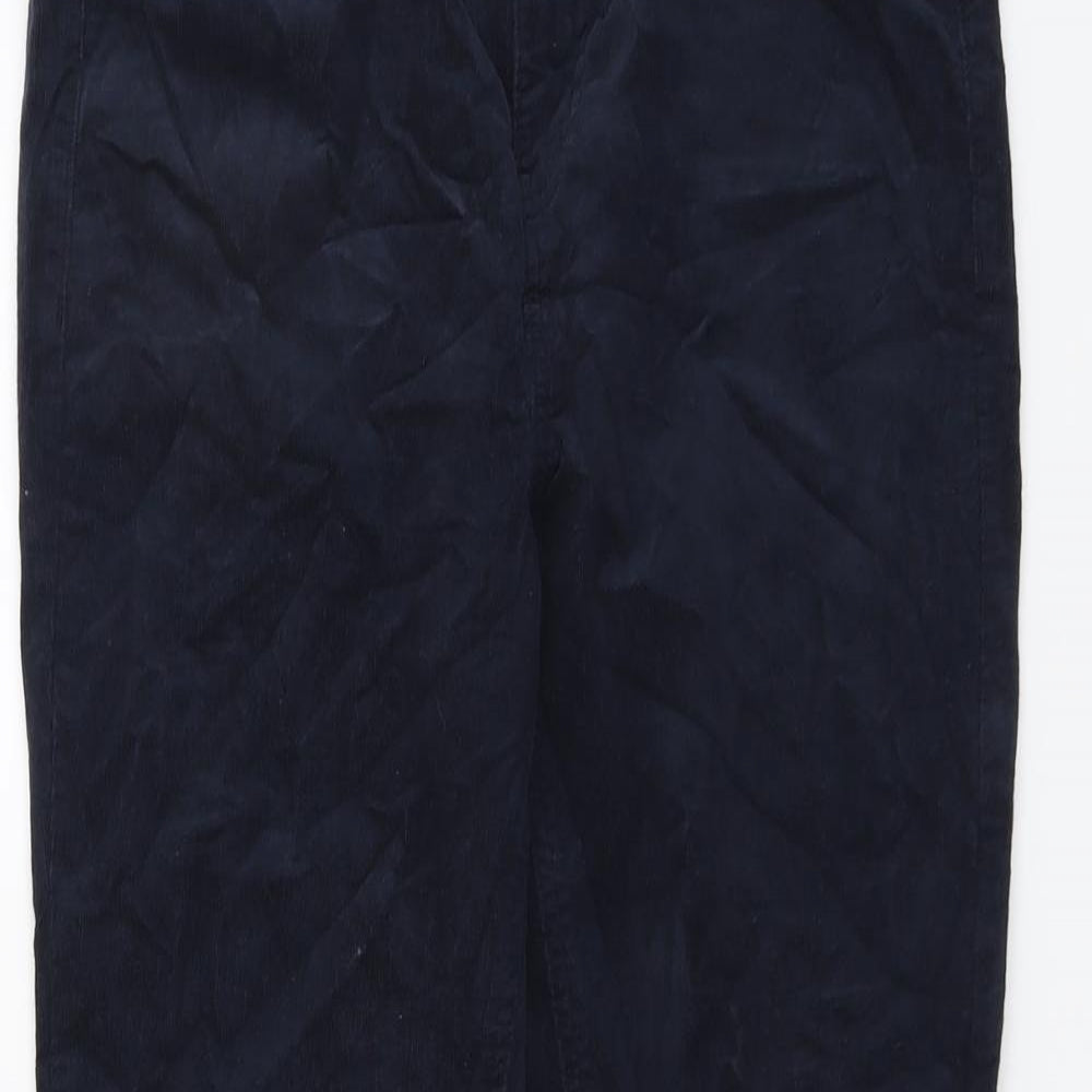 Marks and Spencer Womens Blue Cotton Trousers Size 14 L30 in Regular Button